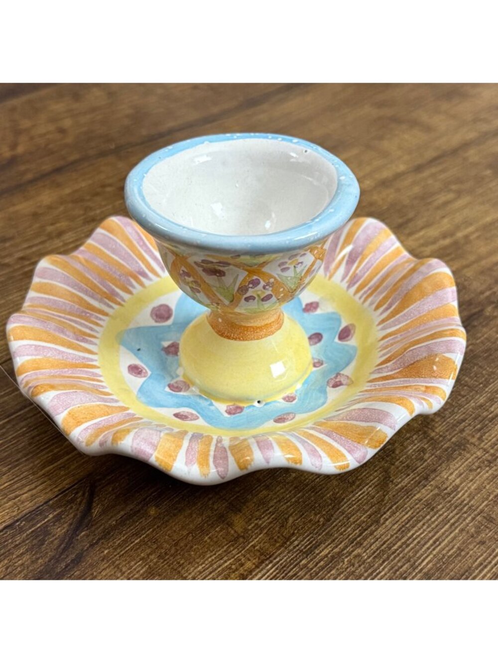 MacKenzie-Childs Summer Frock Ruffle Edge Egg Cup 2-7/8"